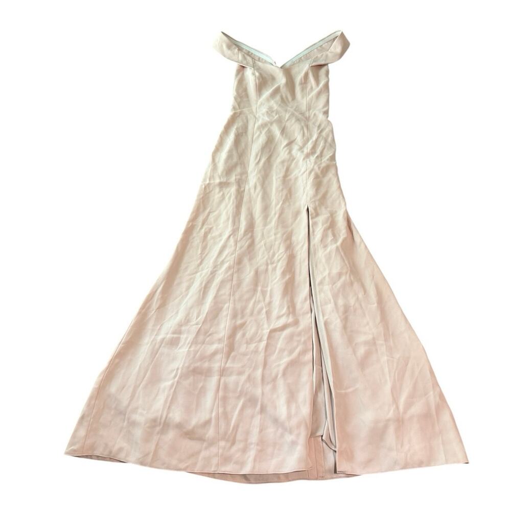 NWT Dessy OFF-THE-SHOULDER CUFF TRUMPET GOWN WITH FRONT SLIT CAMEO Size 12‎ R - Picture 2 of 14
